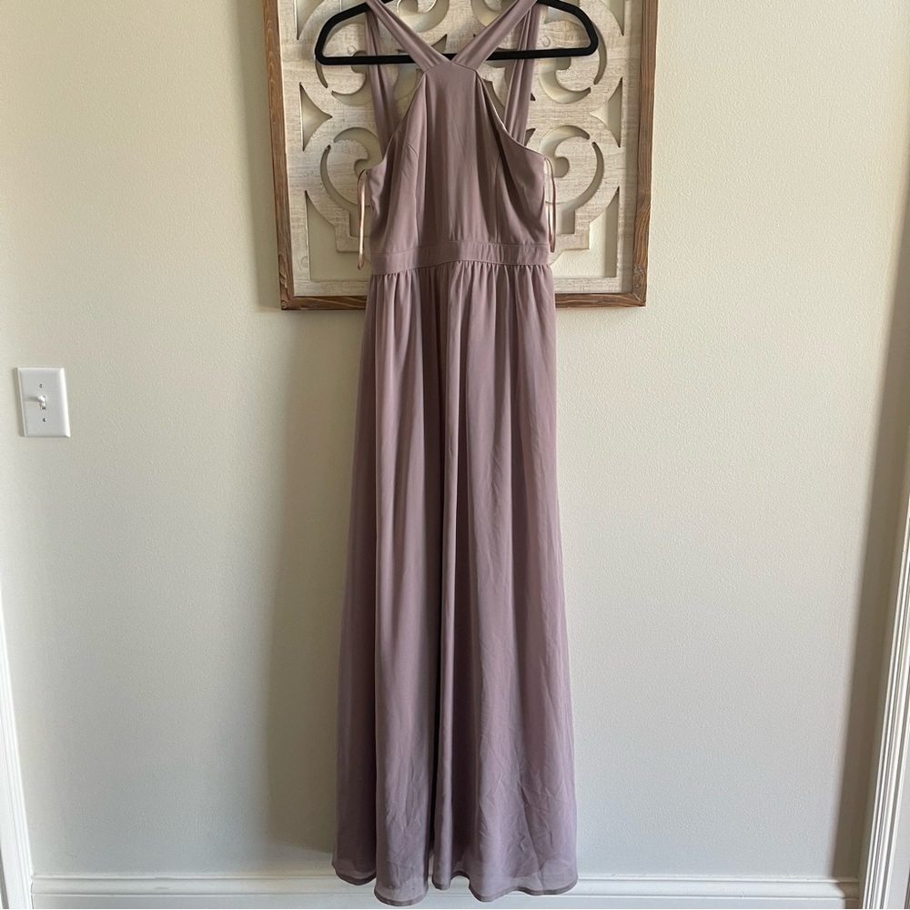 Lulus Mauve Purple Halter Neck Crisscross Back Maxi Dress Size M Formal Gown